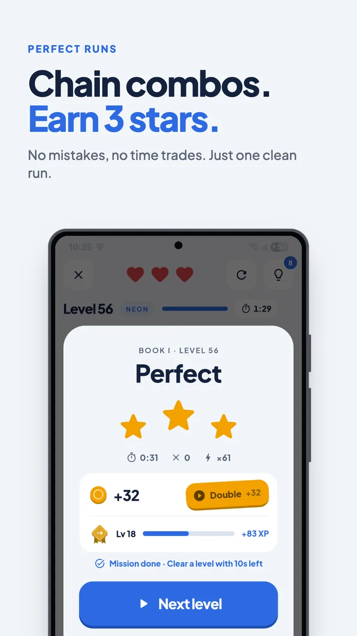 Chain combos and earn three stars